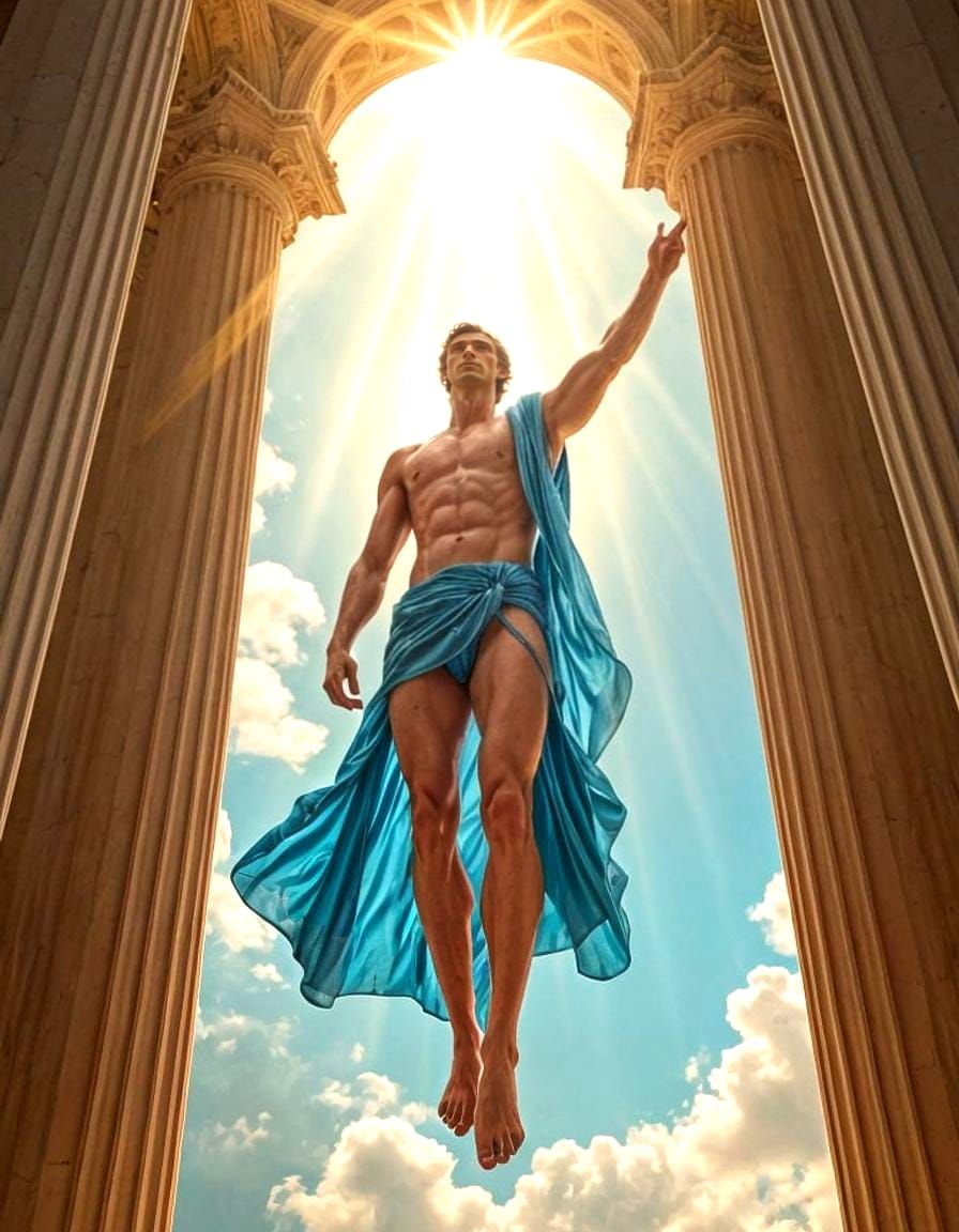 Classical Vision of Male Beauty Ascending to Heaven