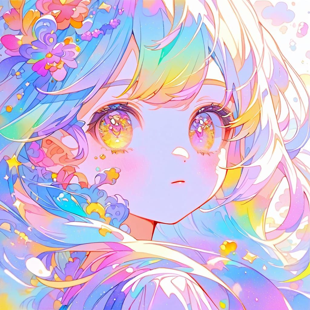 Vibrant Anime Eye in Watercolor Style