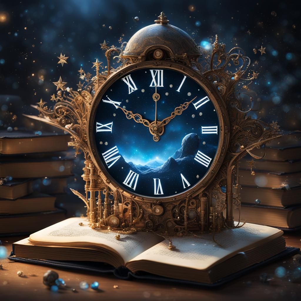 Sci-Fi Clock at Midnight: Digital Illustration