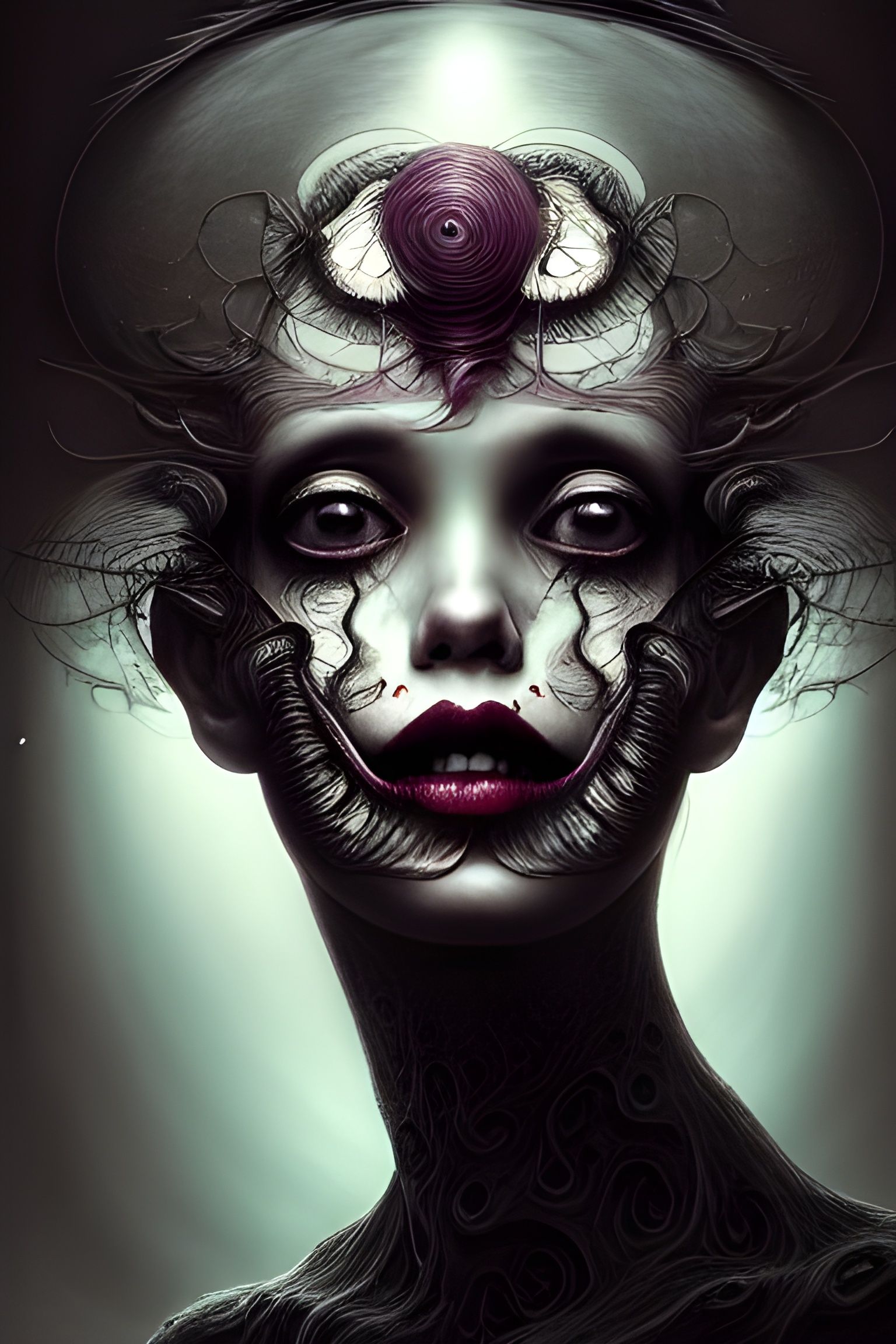 ShapeShifter Portrait in Digital Horror Illustration Style