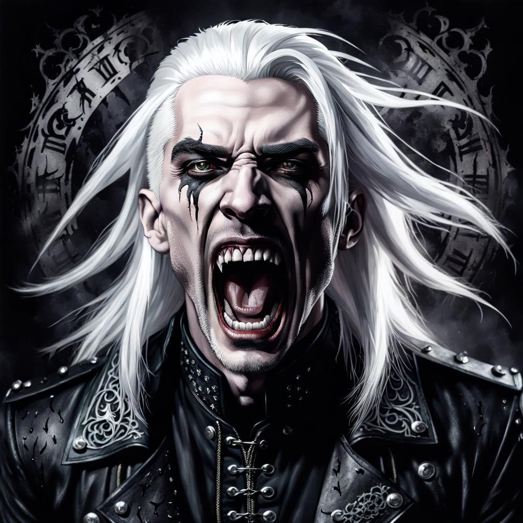 Screaming Goth Man Portrait with Emotional Detail