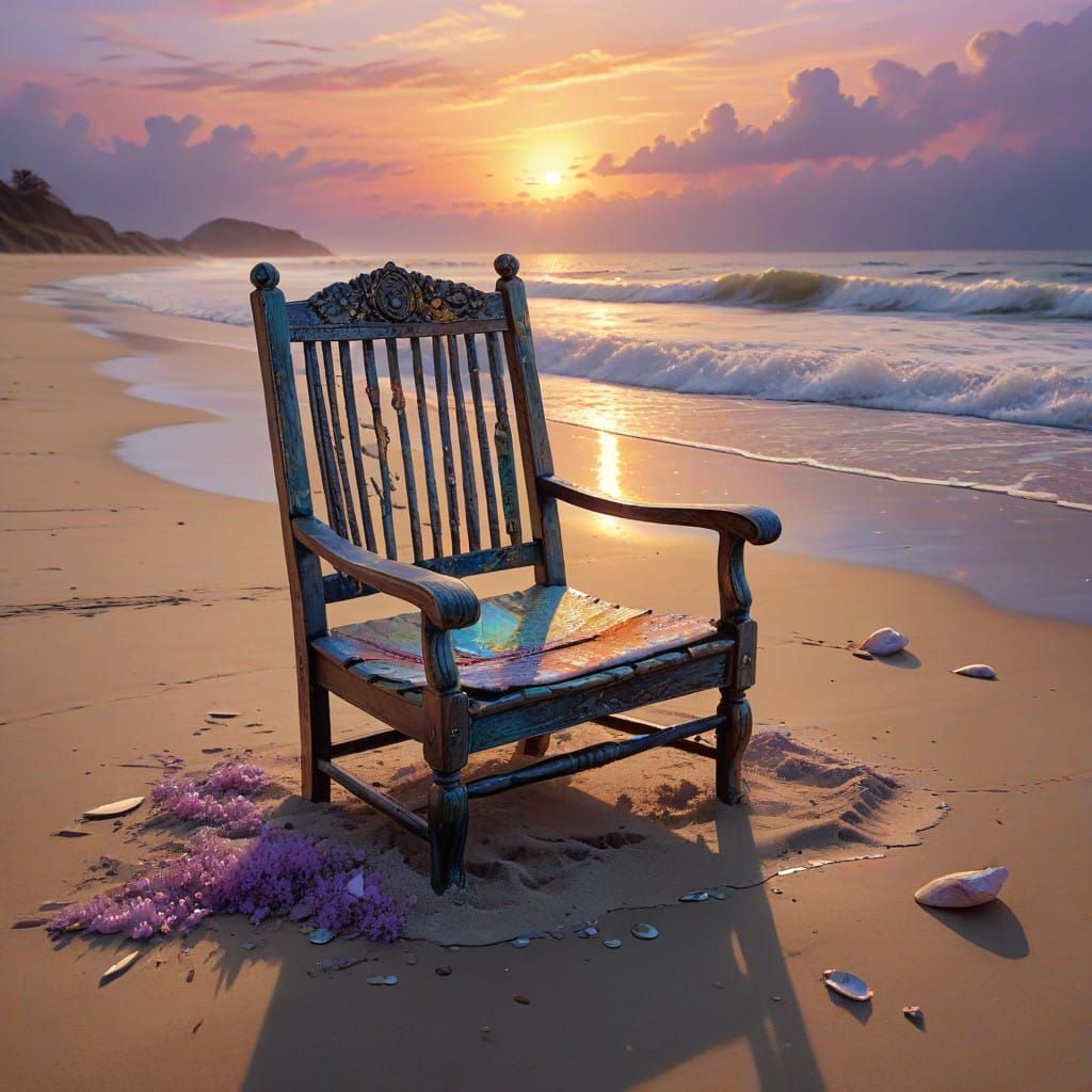 Ethereal Beach at Dusk in Watercolor