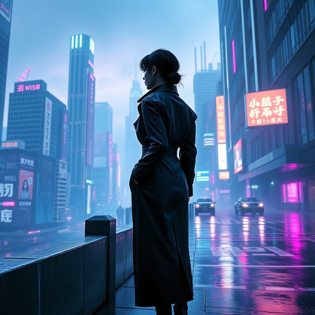 Cyberpunk Cityscape at Dusk