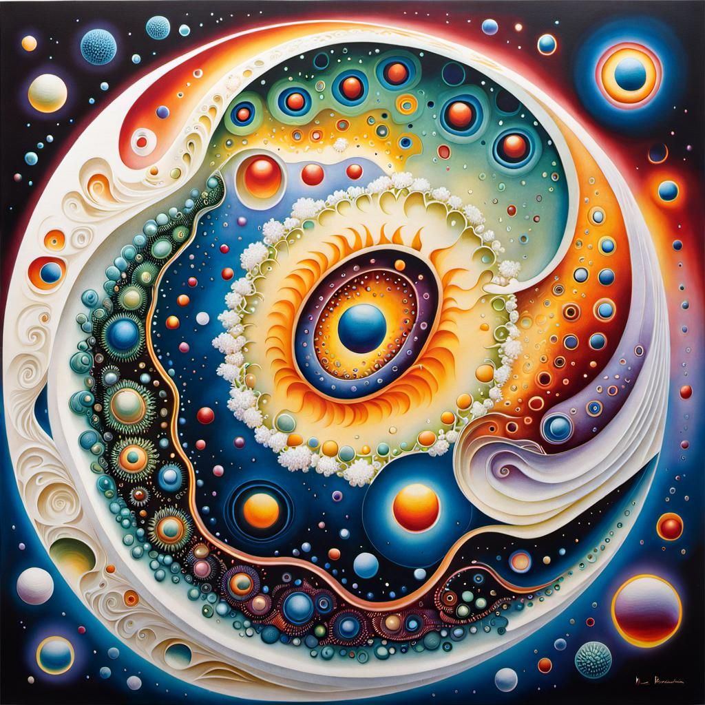 Amoeba Fusion in 2D Biological Painting Style