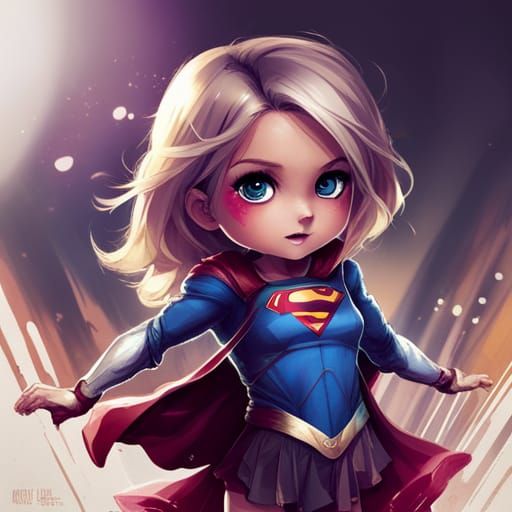 Chibi Supergirl in Street Clothes: Splash Art