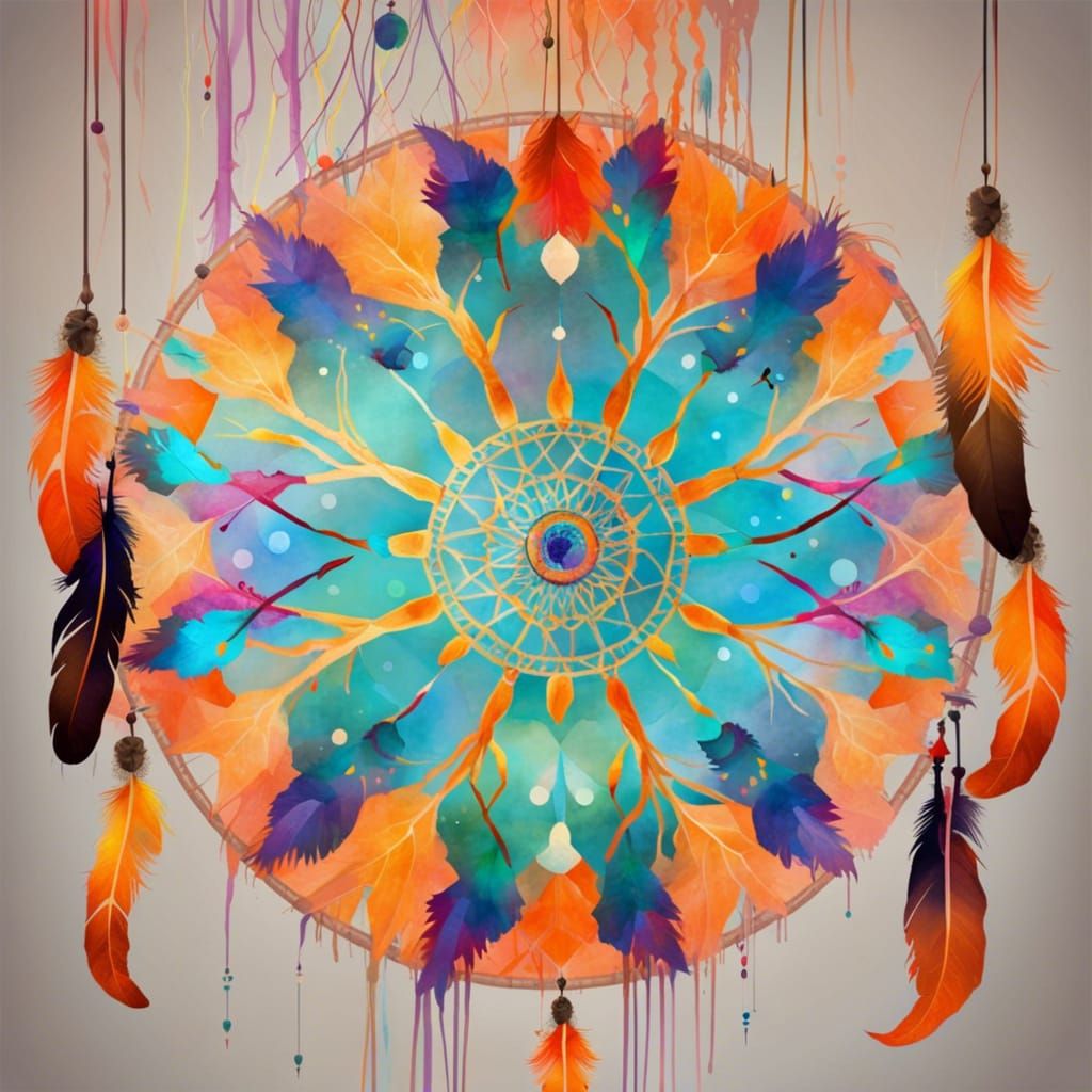 Psychedelic Dreamcatcher with Volumetric Lighting in Waterco...