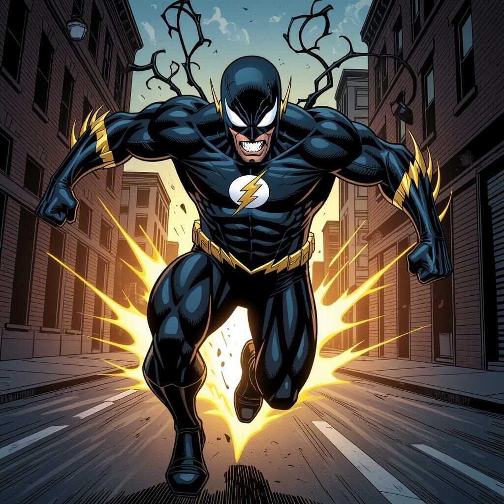 The Flash Infused with Venom Symbiote in Gothic Style