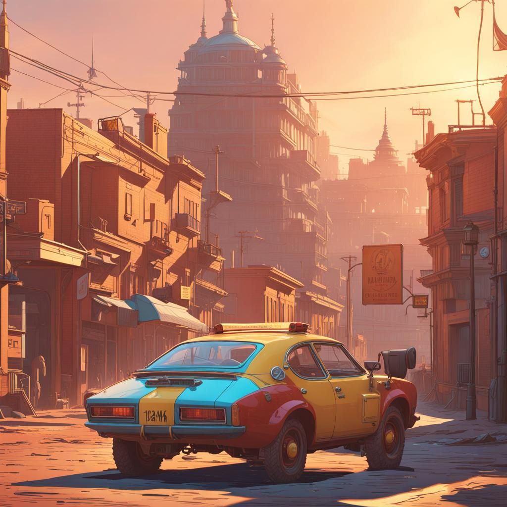 Deserted Utopian City in Detailed Line Art