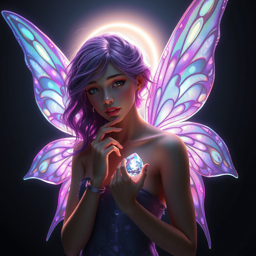 Luminescent Fairy Portrait in Art Nouveau Style