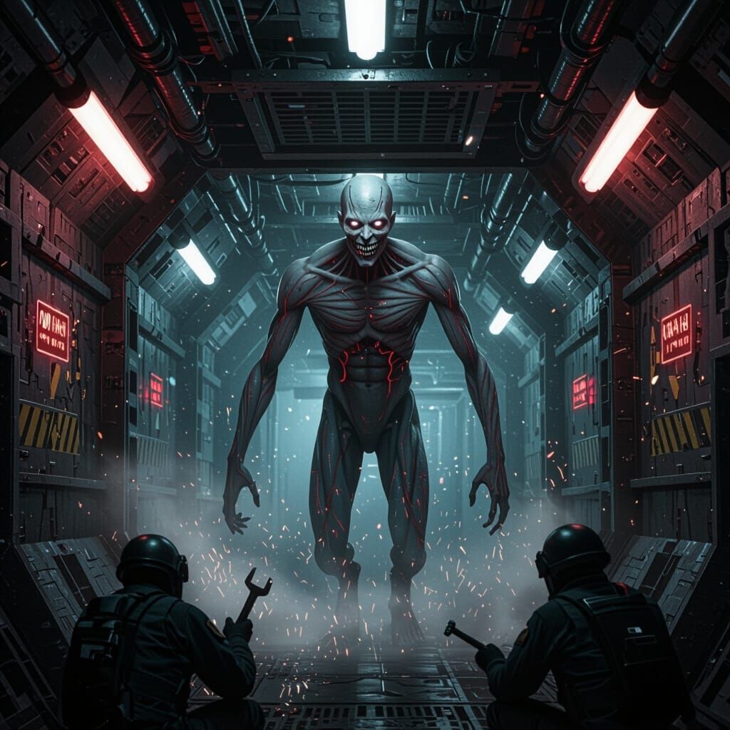 Terrifying Sci-Fi Horror: Alien Crawls from Space Station Ve...