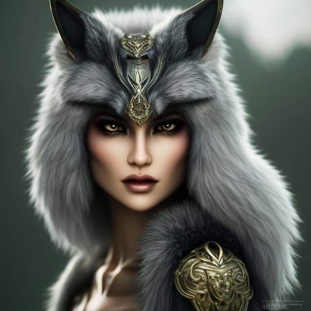 Sinister Alien Wolf in a Fantastical Landscape