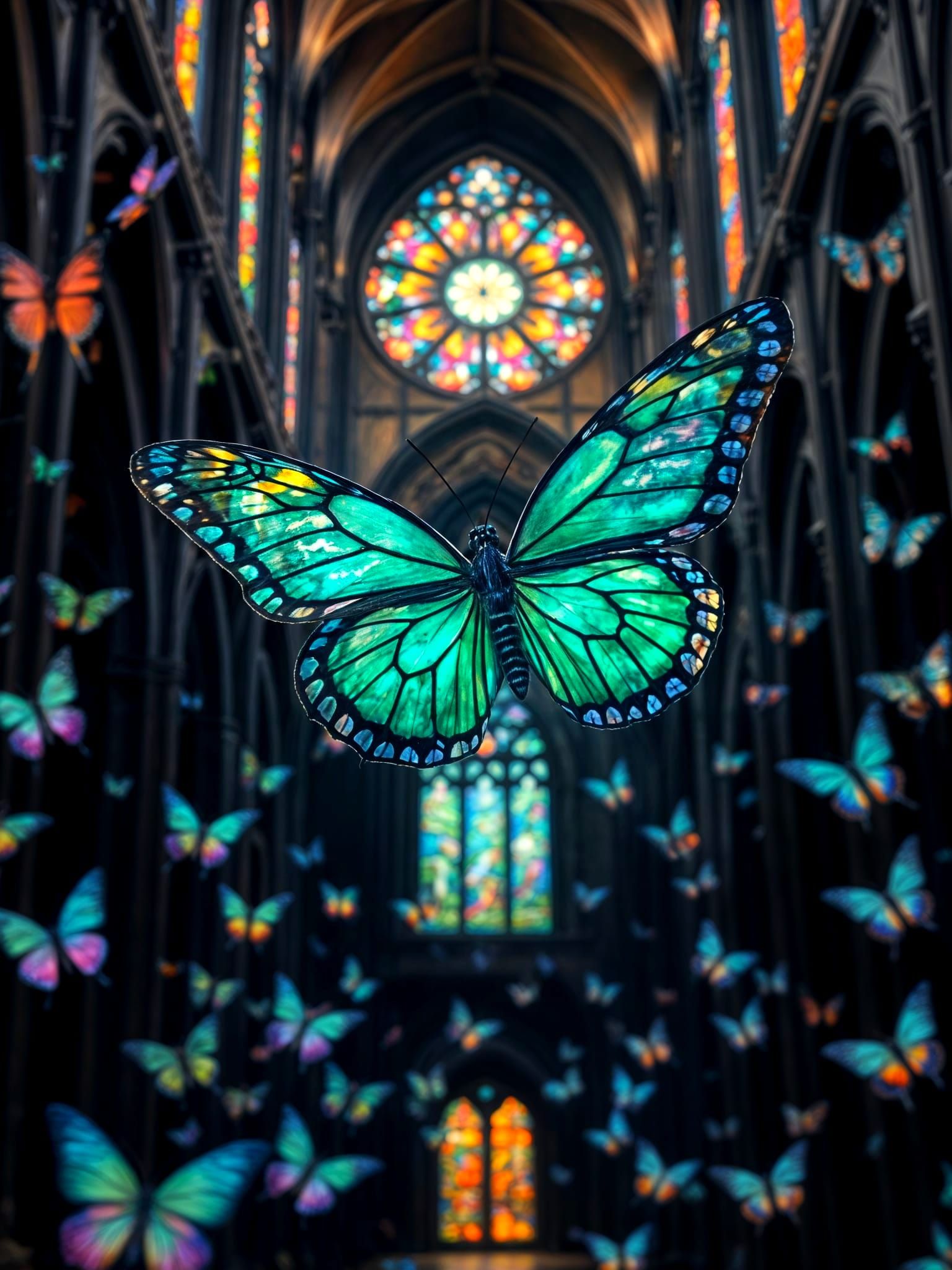 Surreal Cathedral Butterfly in Jewel Tones