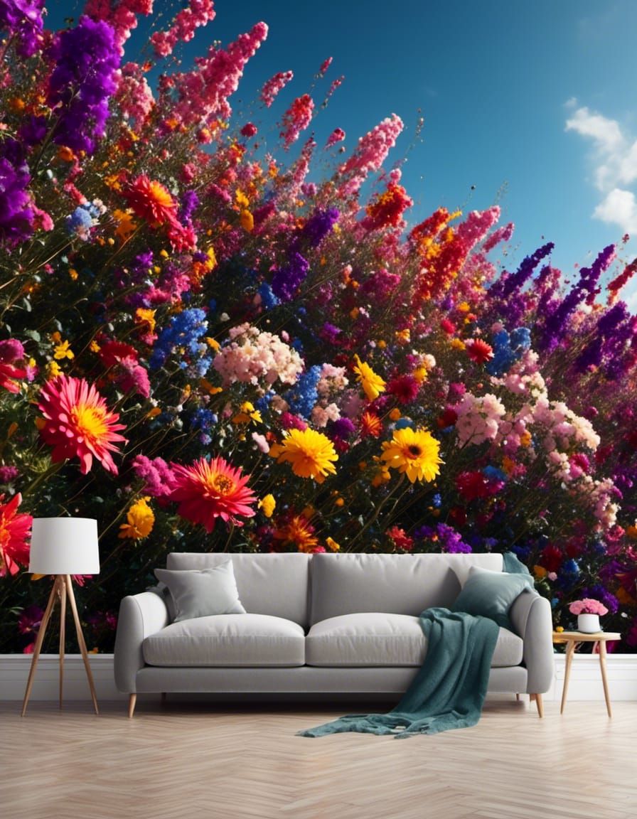 Explosion of Backlit Flowers in Maximalist Style