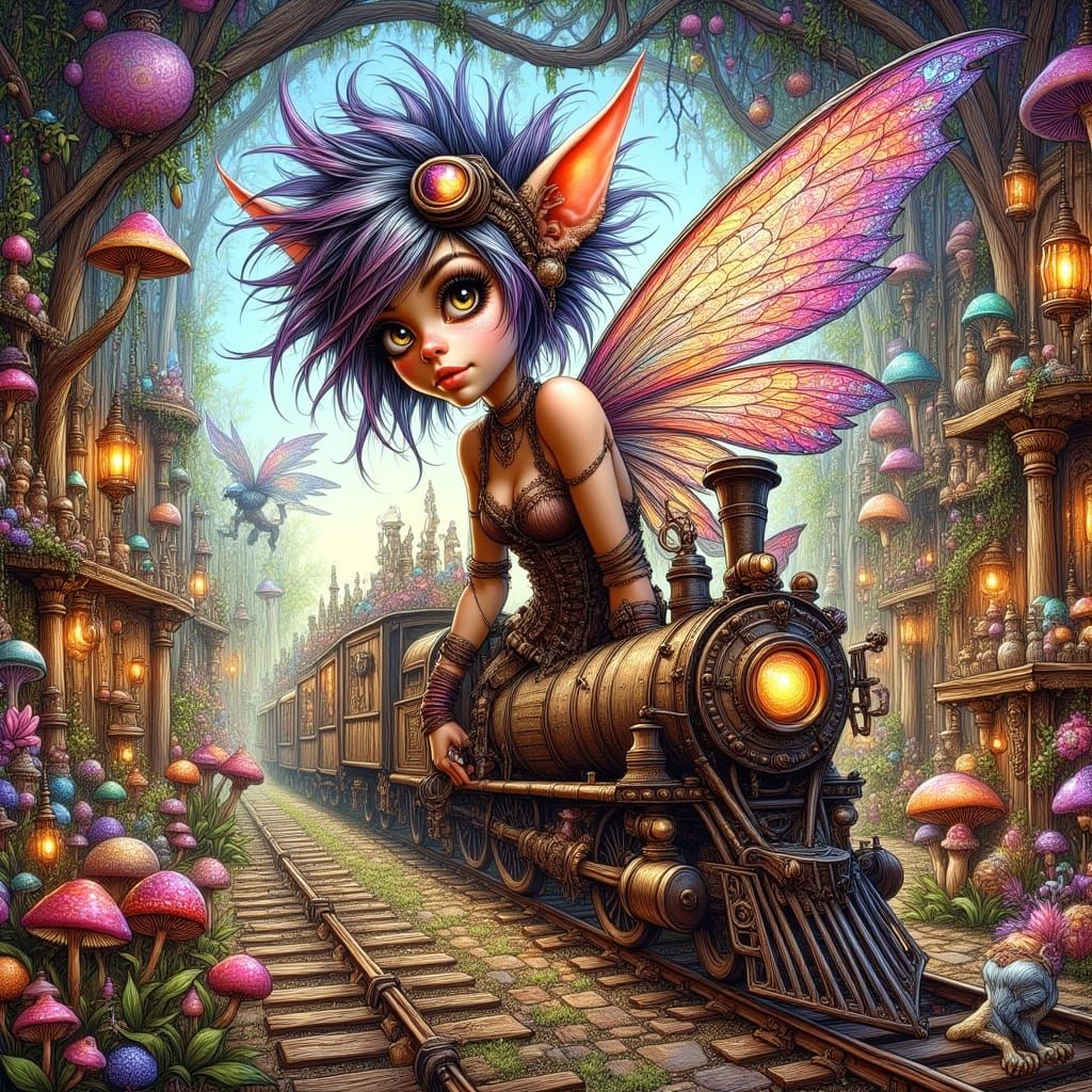 Whimsical Stream Punk Pixie Soars Through Asteroid Belt