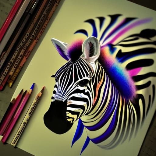 Liquid Crayon Zebra: Detailed ArtStation Image