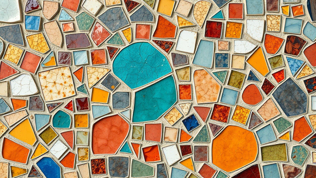 Vibrant Rustic Mosaic Patchwork in Sharp Focus