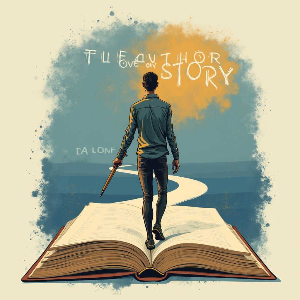 Empowering Author Figure in Bold, Modern Vector Design