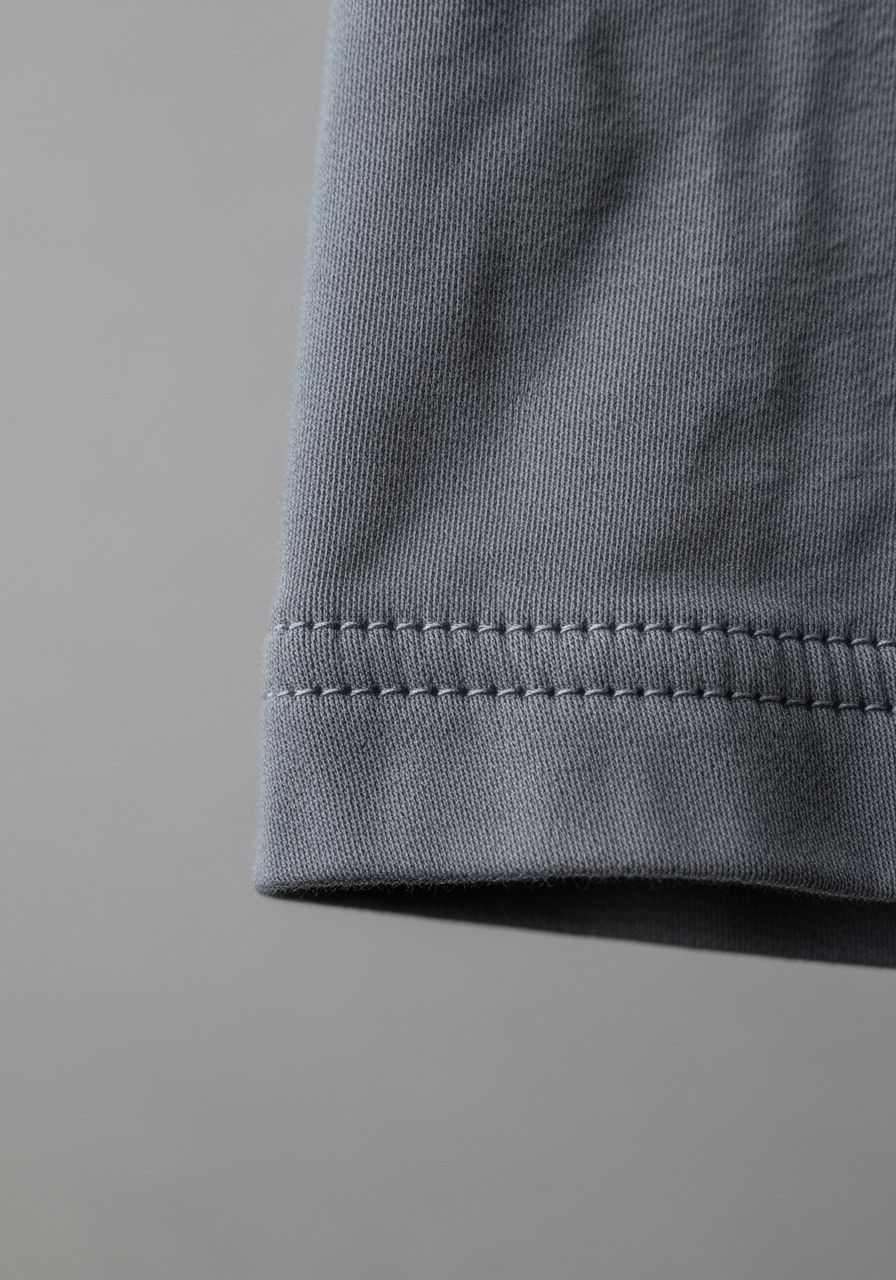 Macro Photograph of Slate Grey Pima Cotton T-Shirt Hem