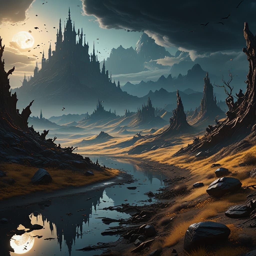 Surreal Samurai War Scene in Salvador Dali Style