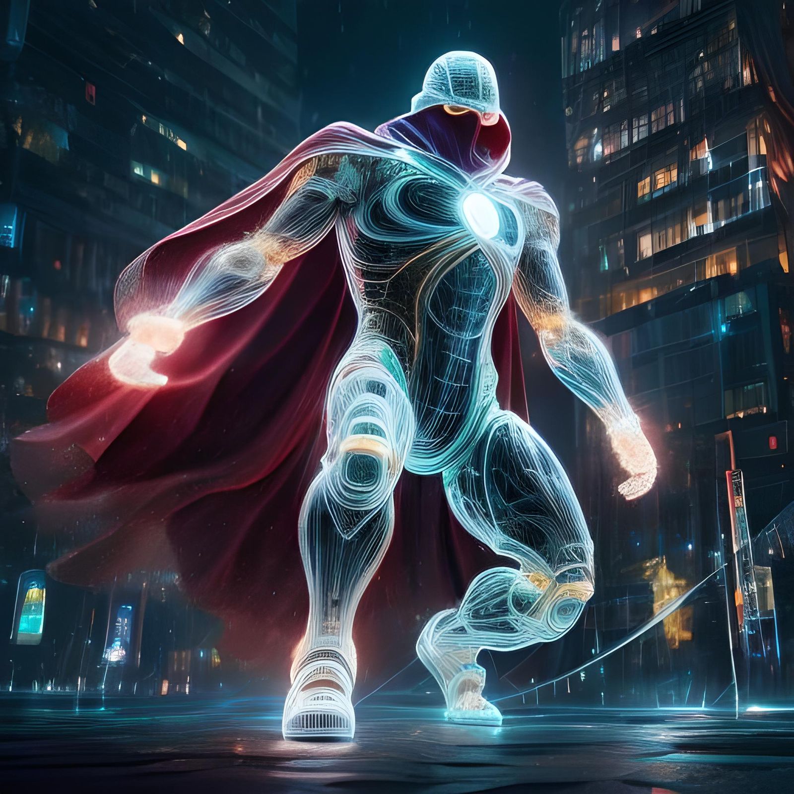 Cyberpunk Nanite Burka Girl in Heroic Pose