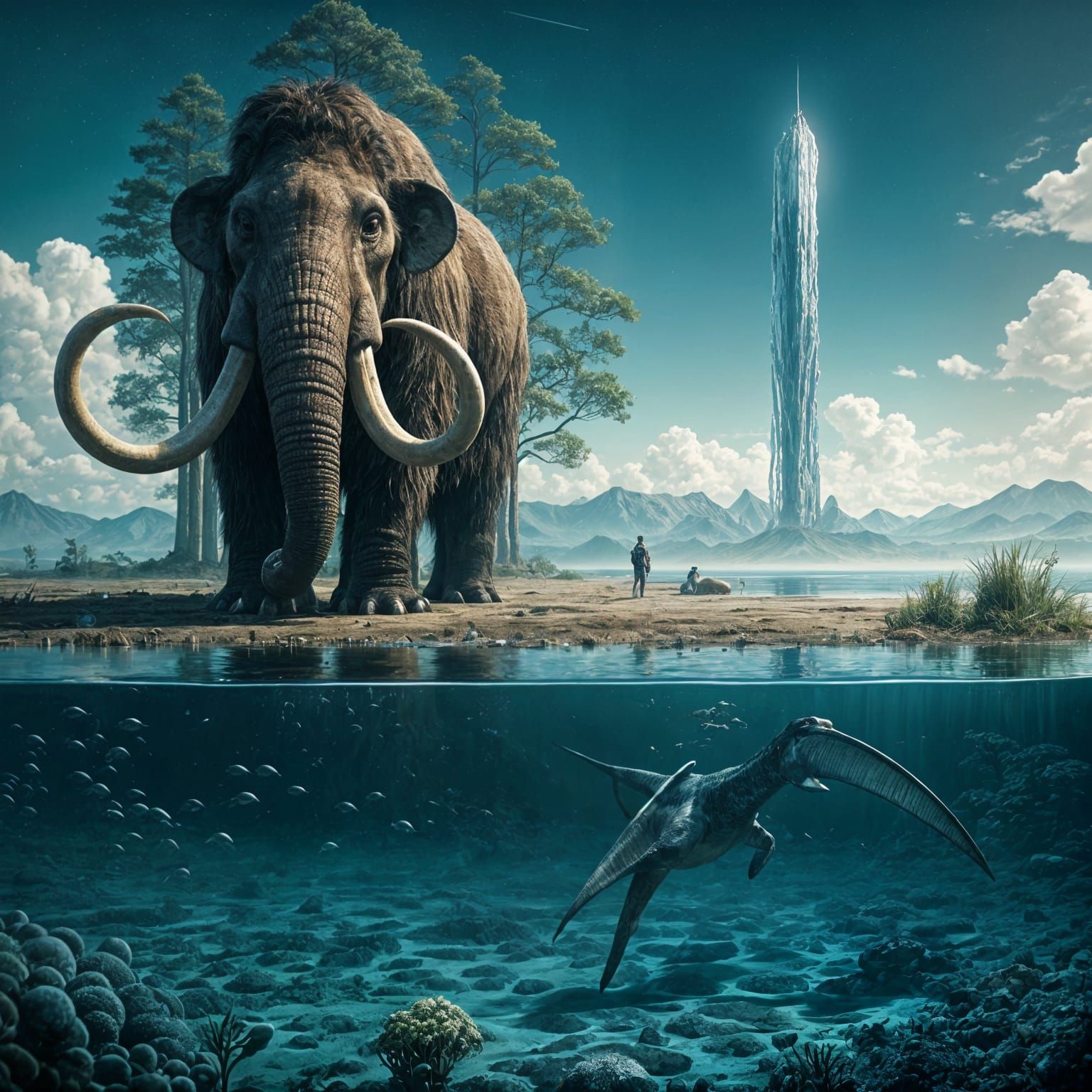 Surreal Mammoths and Spacesuit Girl in Alaska