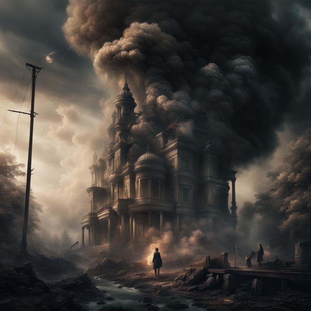 Atmospheric Smoke Scene of Sadness and Mourning