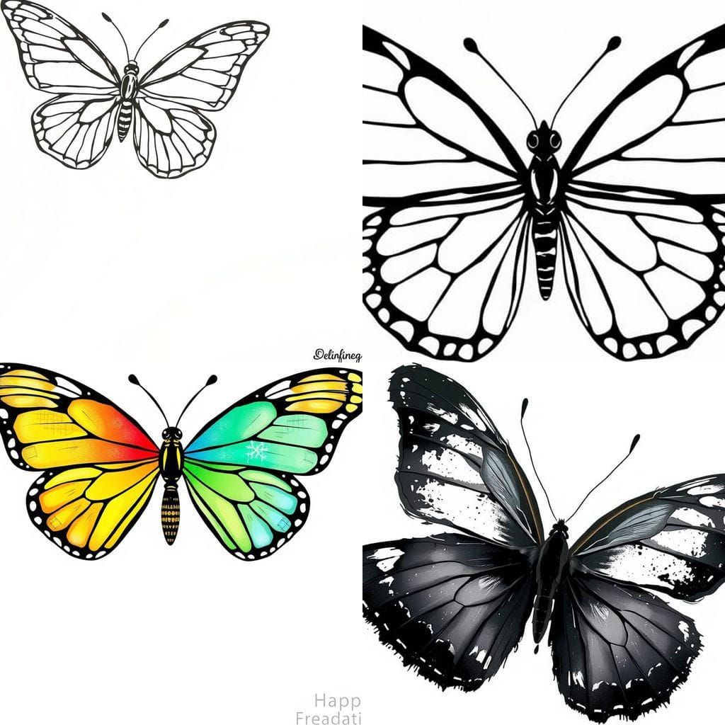 A Minimalist Butterfly in Thick Black Lines