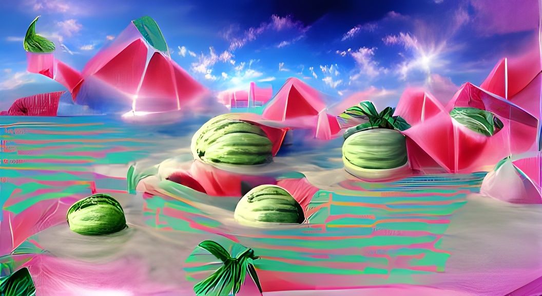Vaporwave Watermelon Surrealism with Neon Glow