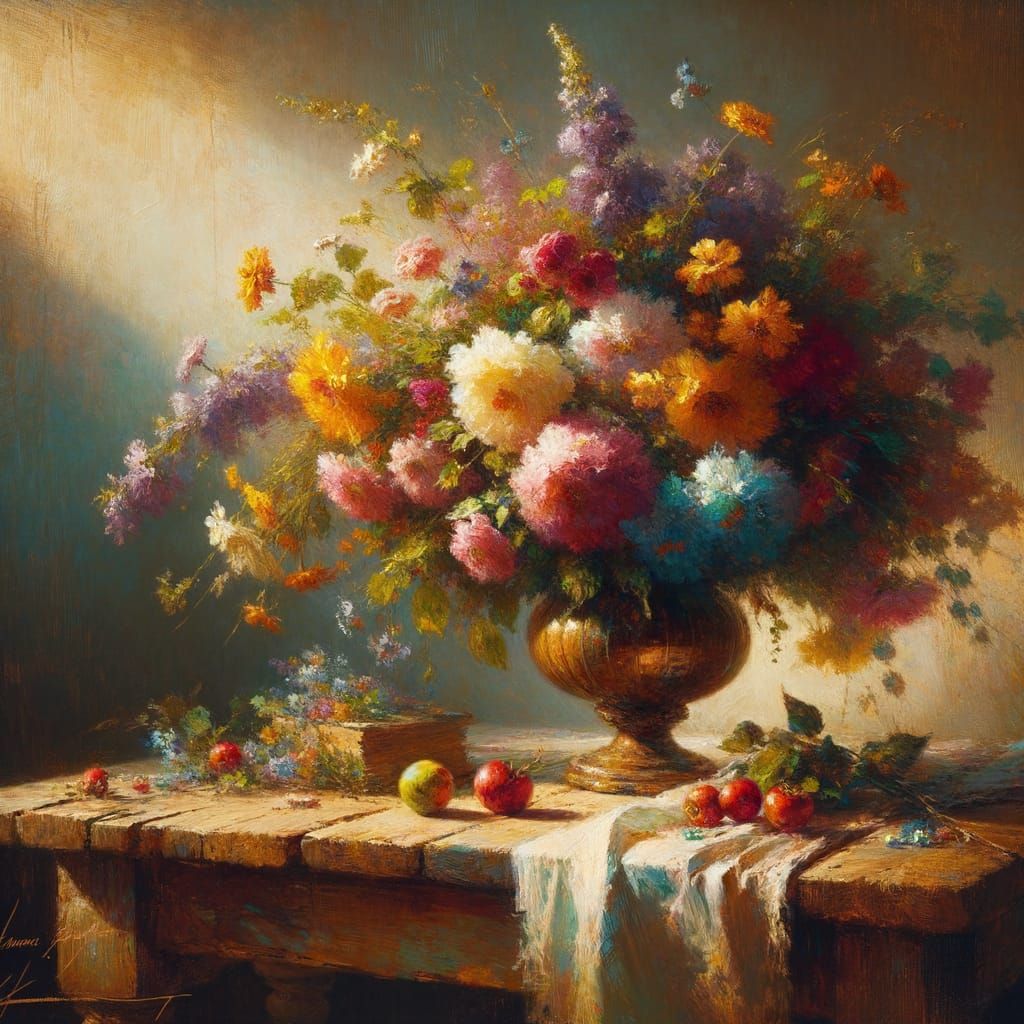 Warmth and Tranquility in Impressionist Floral Still Life