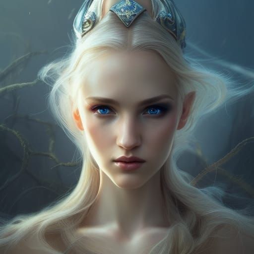 Epic Elf Princess Portrait in Digital Matte Style