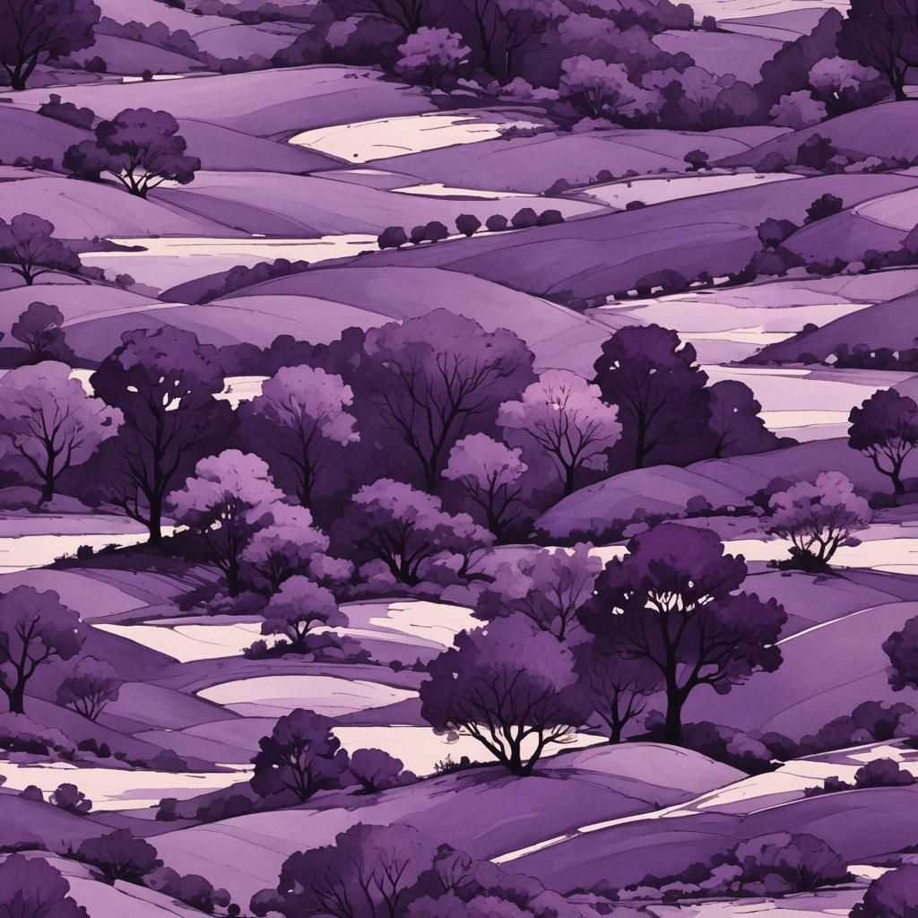 Dreamy Purple Landscape Generated by AI