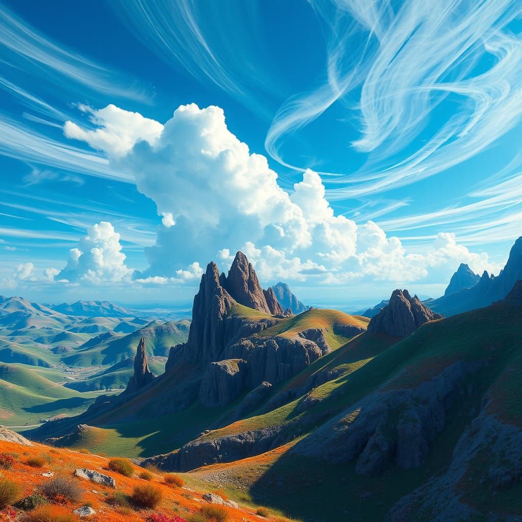 Vibrant Fantasy Landscape in Detailed Matte Painting Style