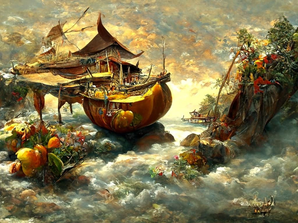 Indonesian Pirate Ship: Hyperrealistic Digital Painting