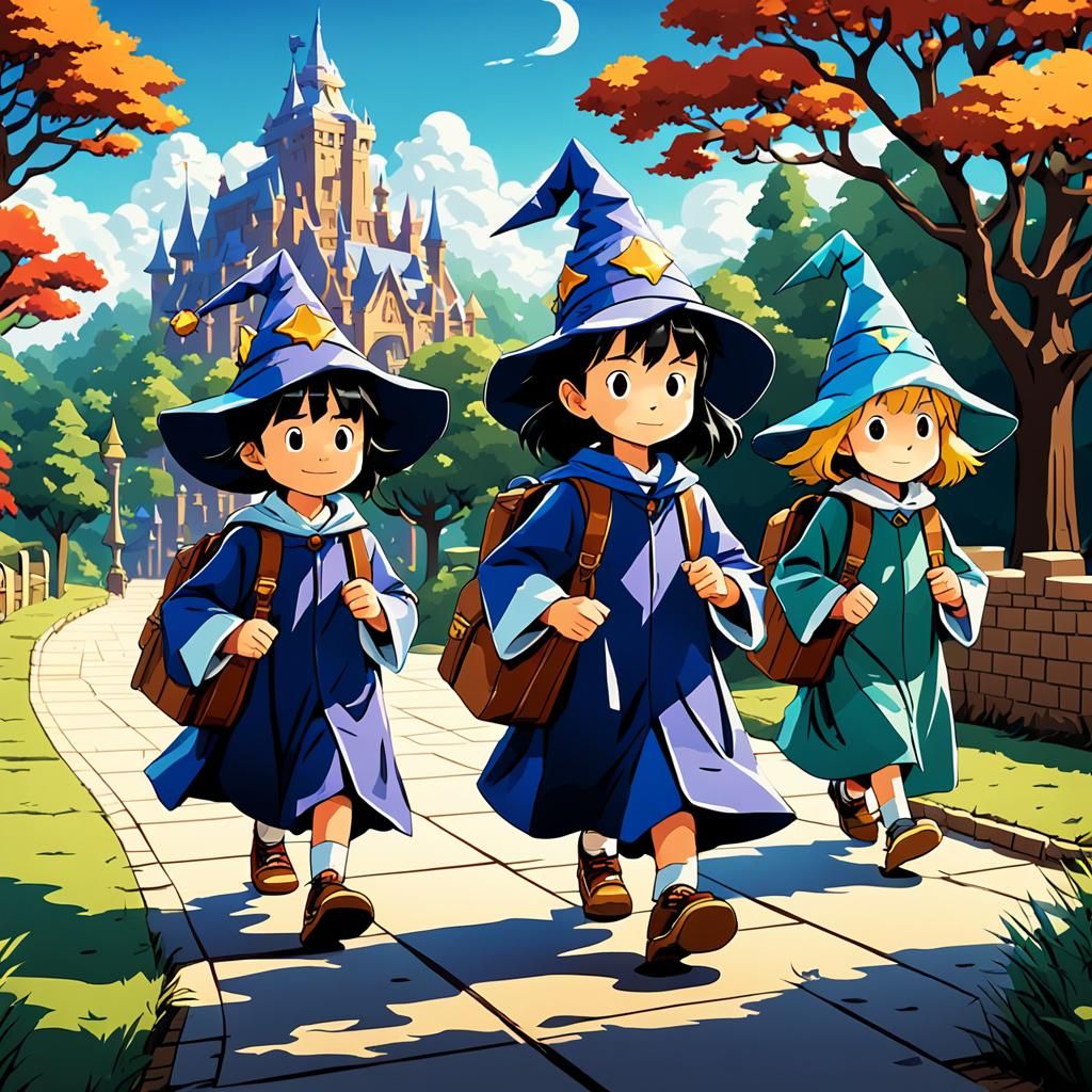 Pixel Art Wizards in Low Poly Retro Game Style