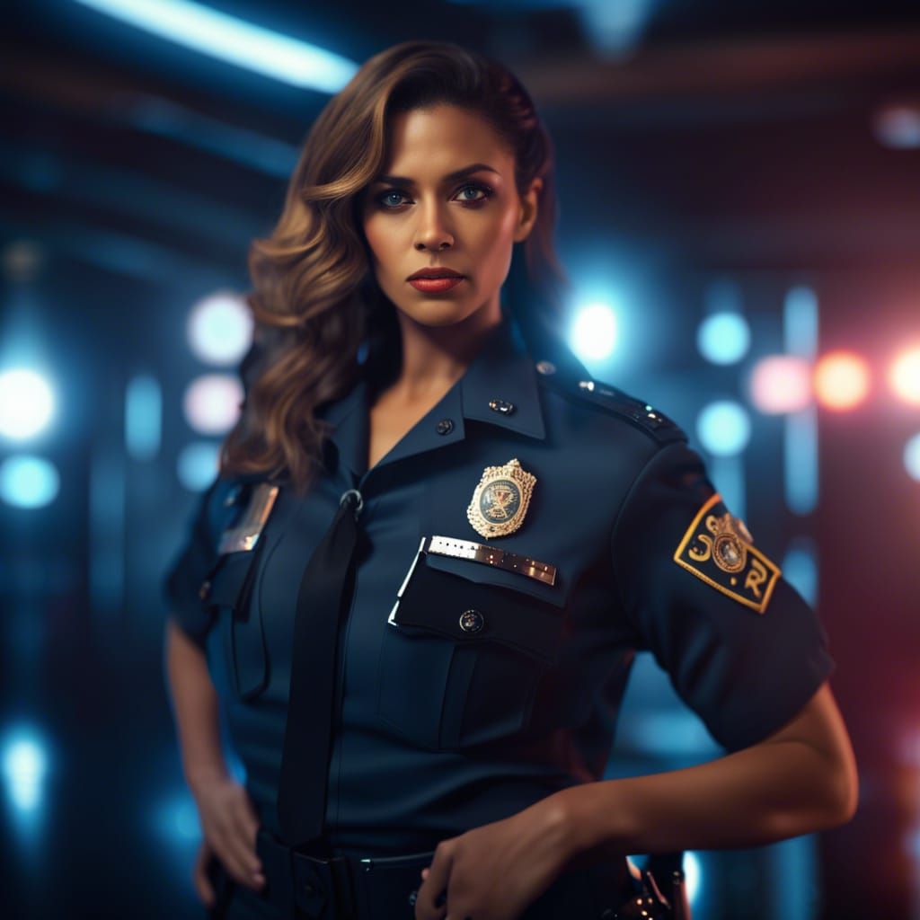 Hyperrealistic Portrait of a Female Police Officer