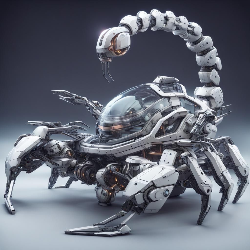 Futuristic Robotic Scorpion with Pilot Seat in Sci-Fi Scene