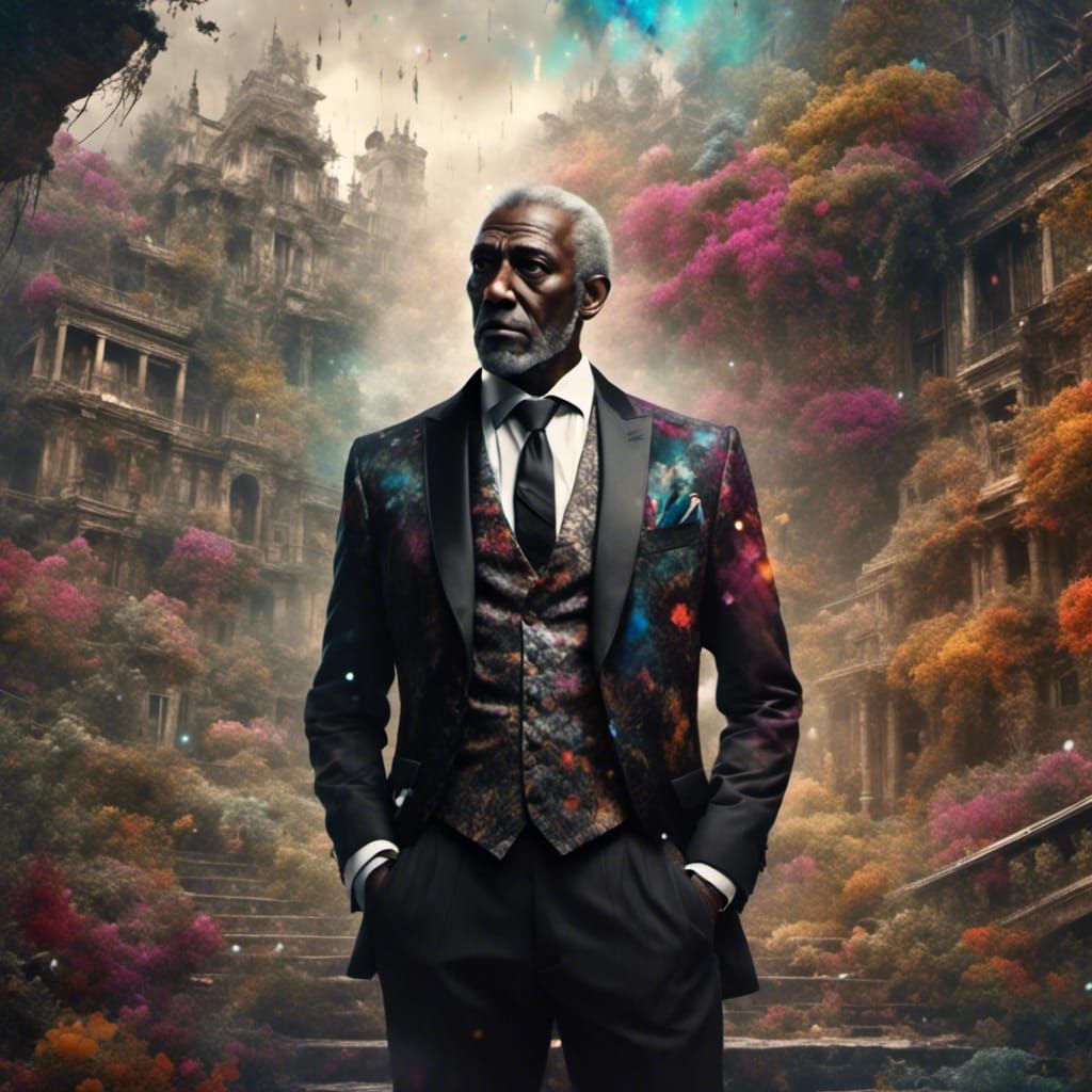 Suited Man Portrait in Detailed Matte Painting Style