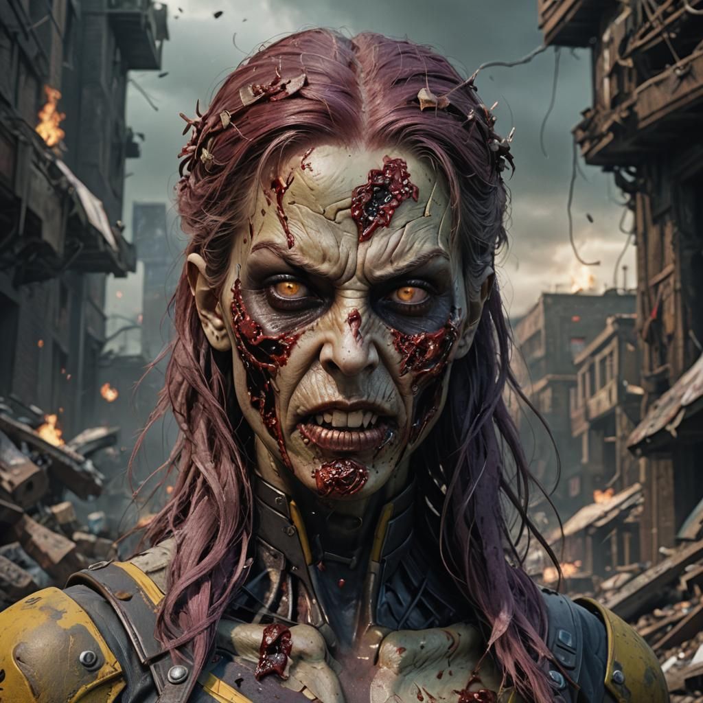 Zombie Rogue: Gory Undead Superhero Portrait