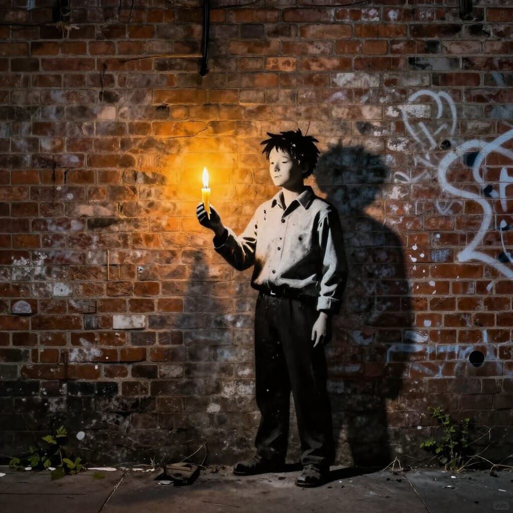 Graffiti Art of Hope: Candle in Darkness