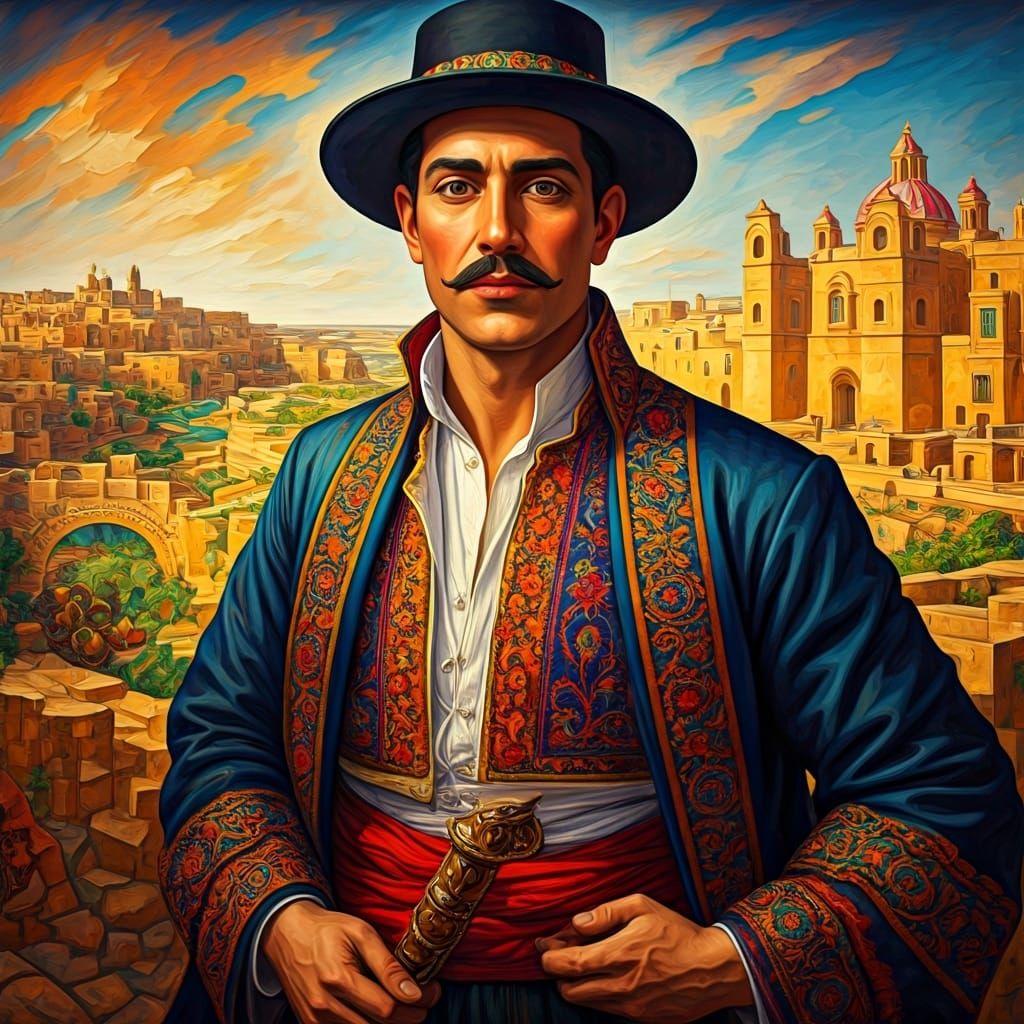 A Maltese man wearing the national costume of Malta.