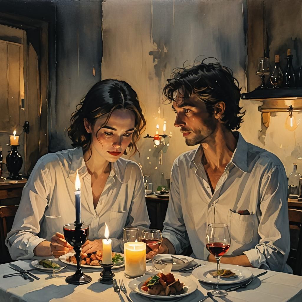 Romantic Dinner in Street Art Style