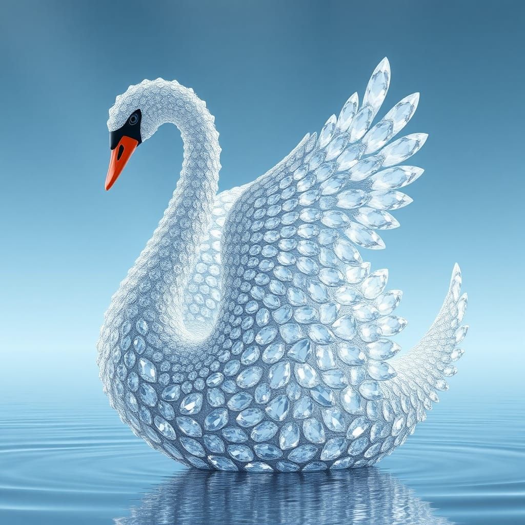 Diamond Swan in Futuristic Art Deco Style
