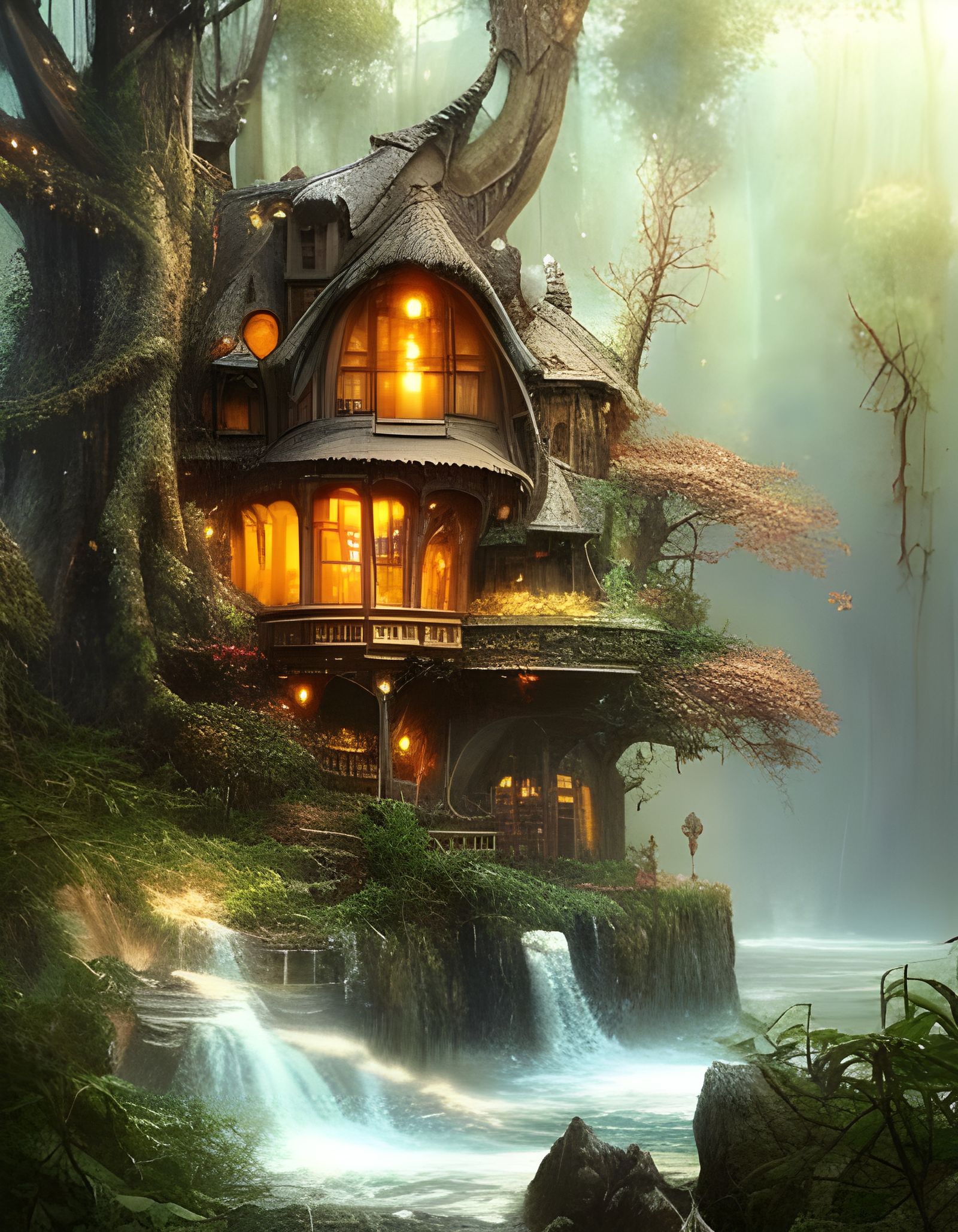 Enchanted Treehouse in Magical Forest, Fairycore Style