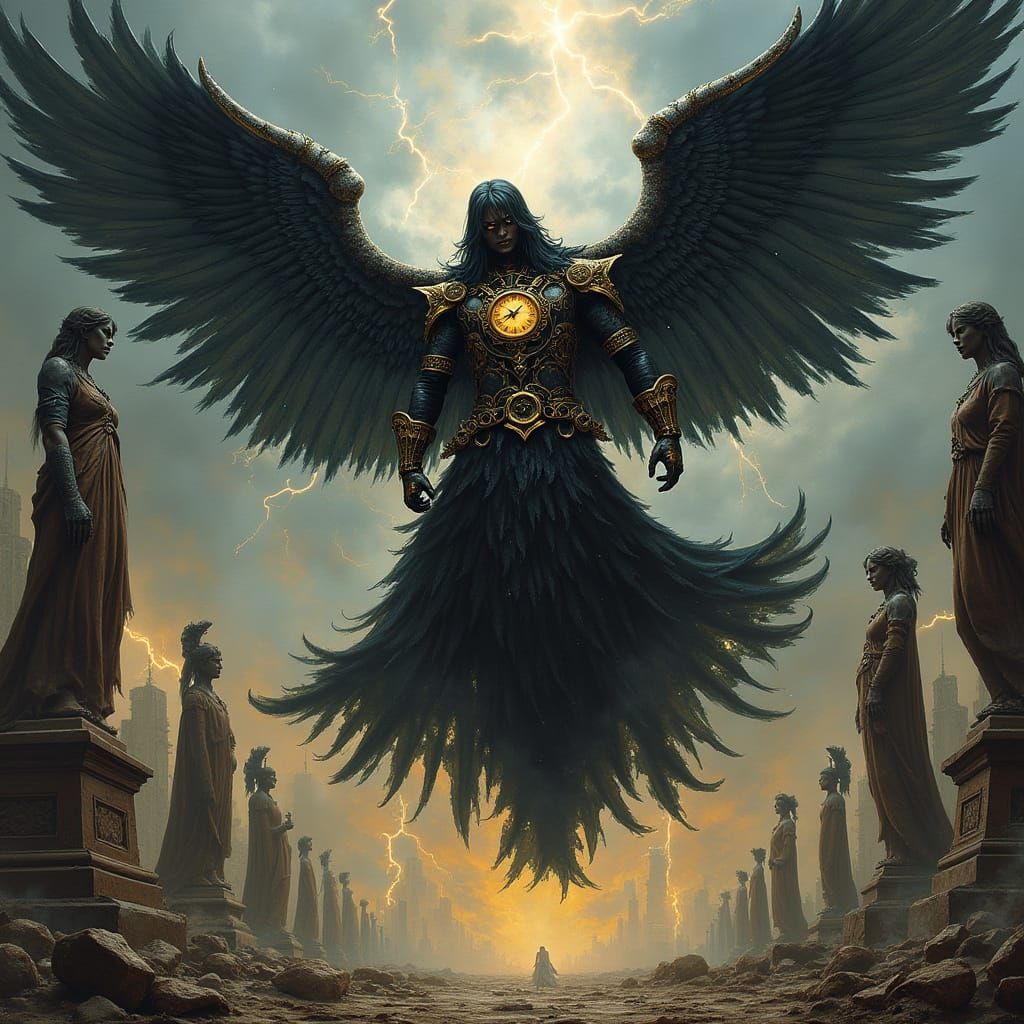 Gothic Metal Clockwork Angel Descends From Heaven