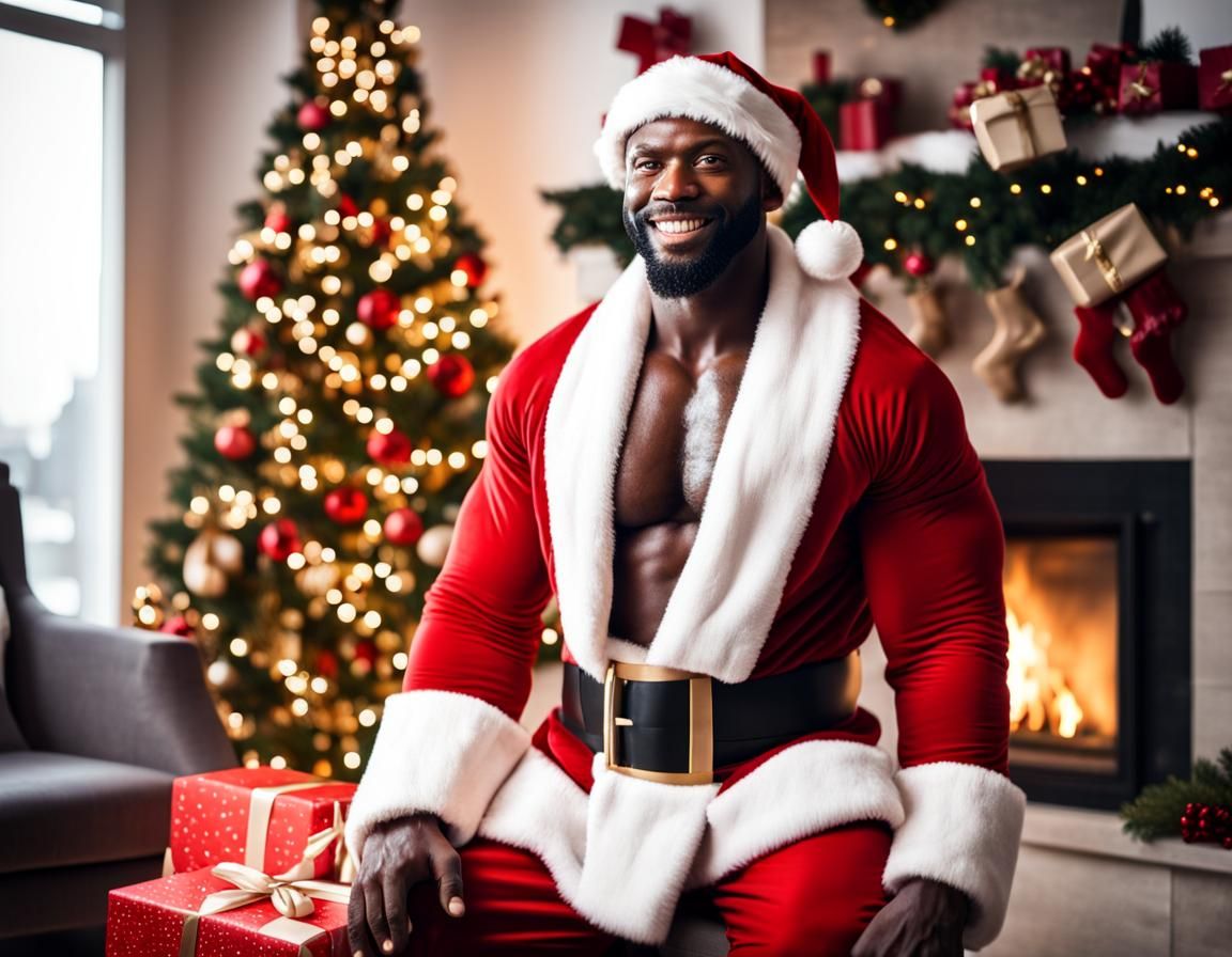 Shirtless Santa in Modern Home: Professional Photography
