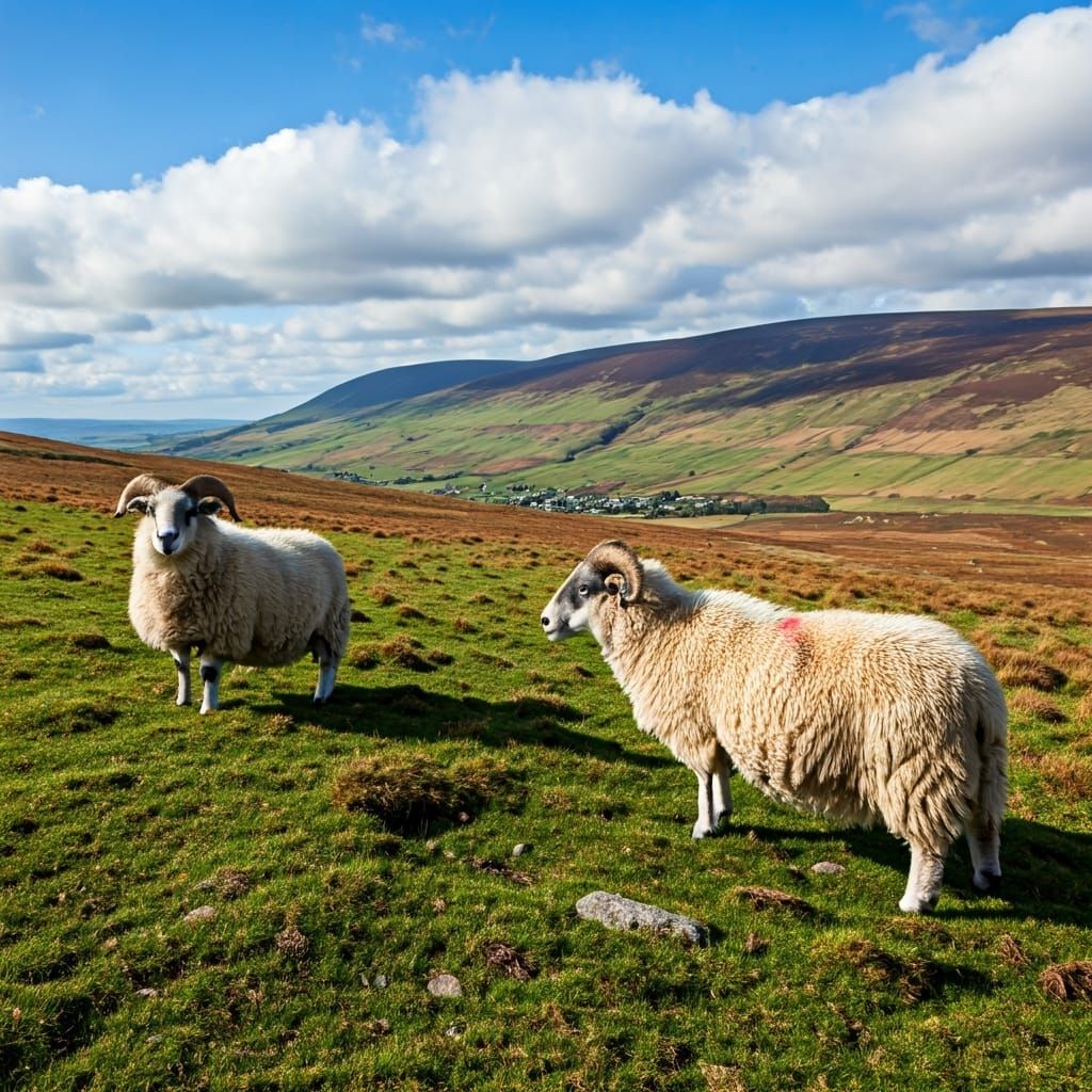 Swaledale Sheep Grazing on Kaber Fell