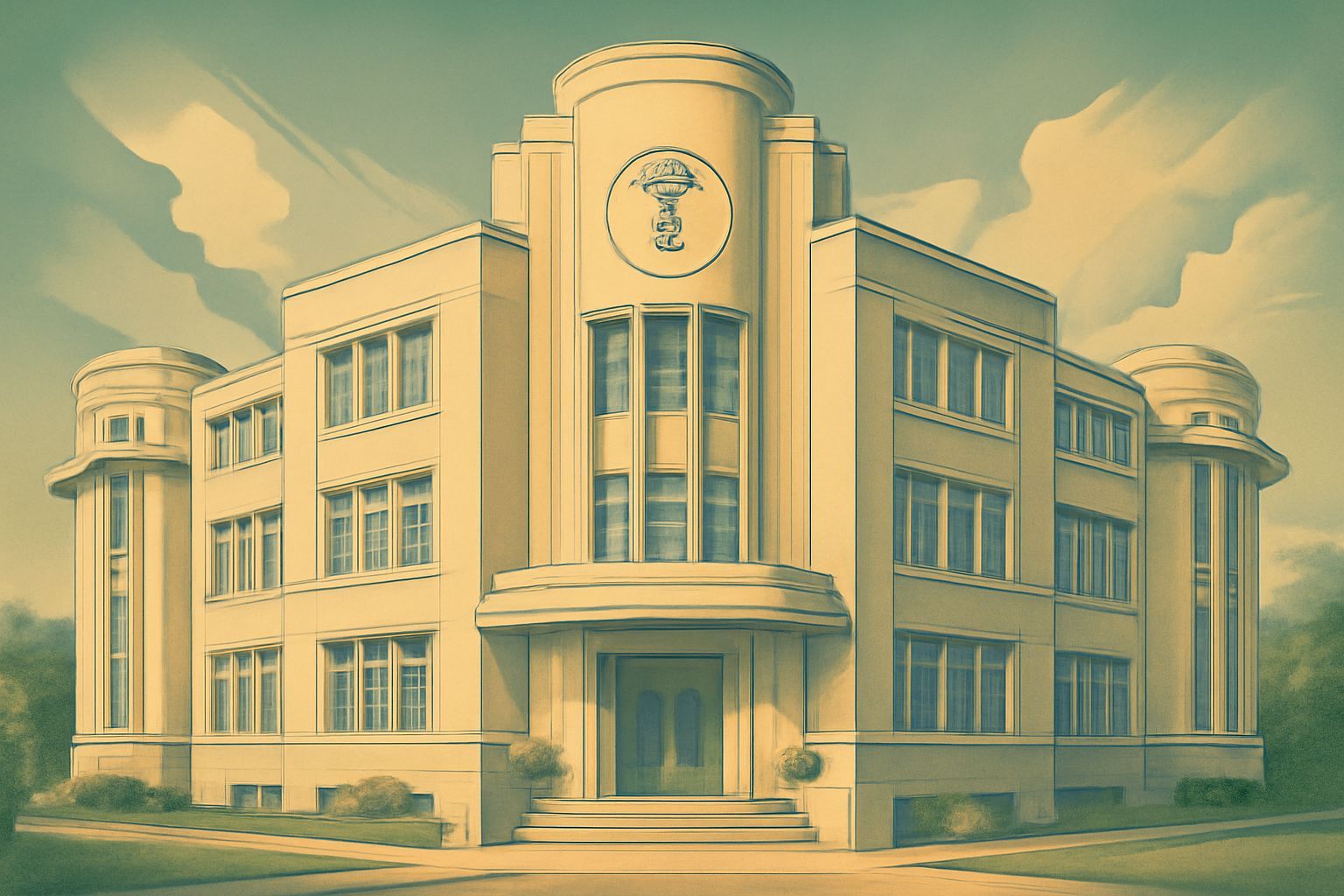 Vintage Art Deco Medical Clinic in Pale Colors