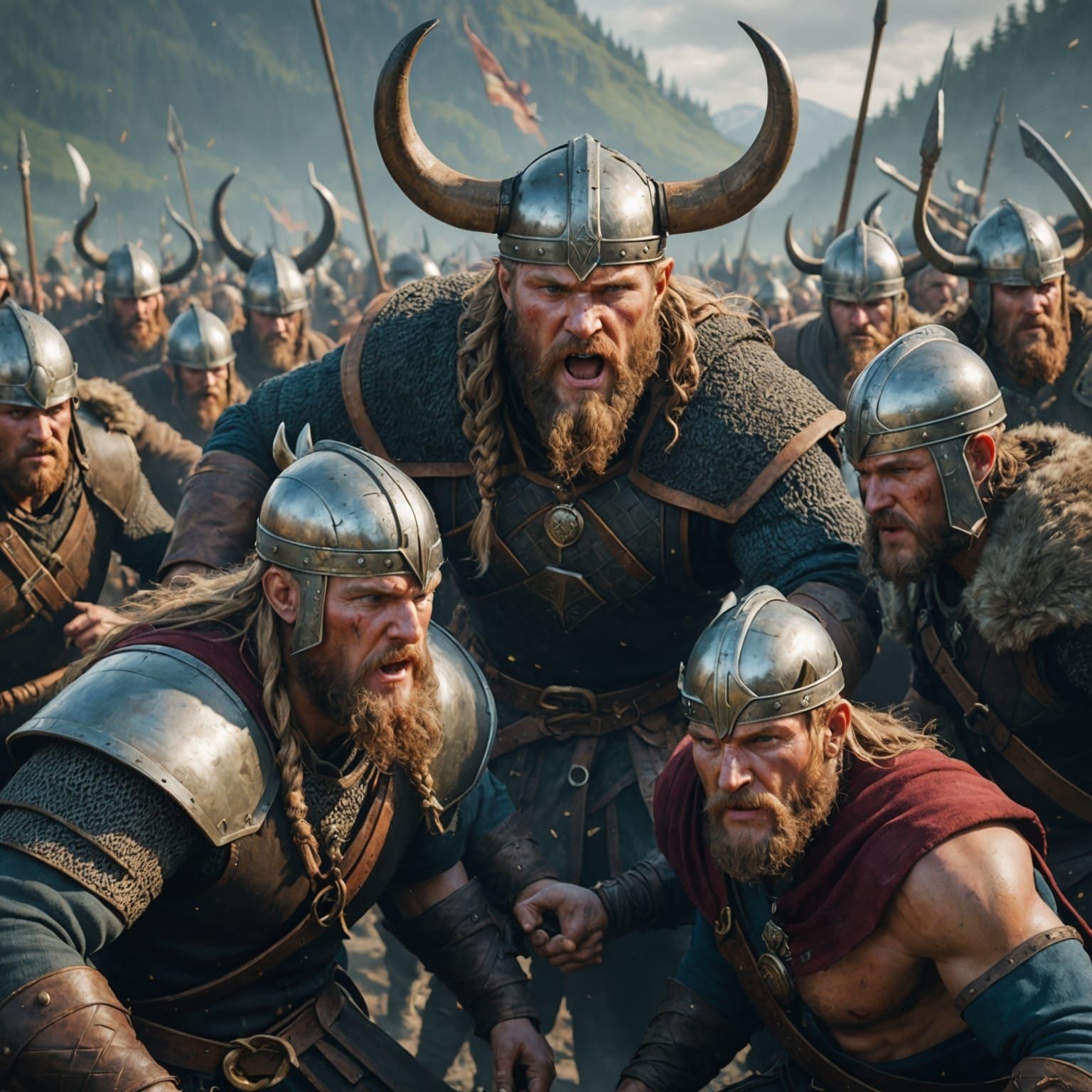 Vikings vs Villagers: Epic Battle in Digital Art