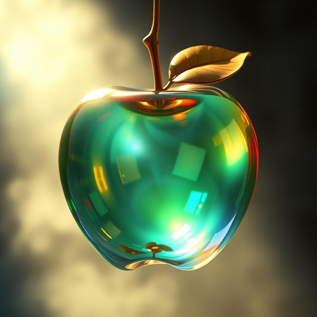 Translucent Glass Apple in Ethereal Mist
