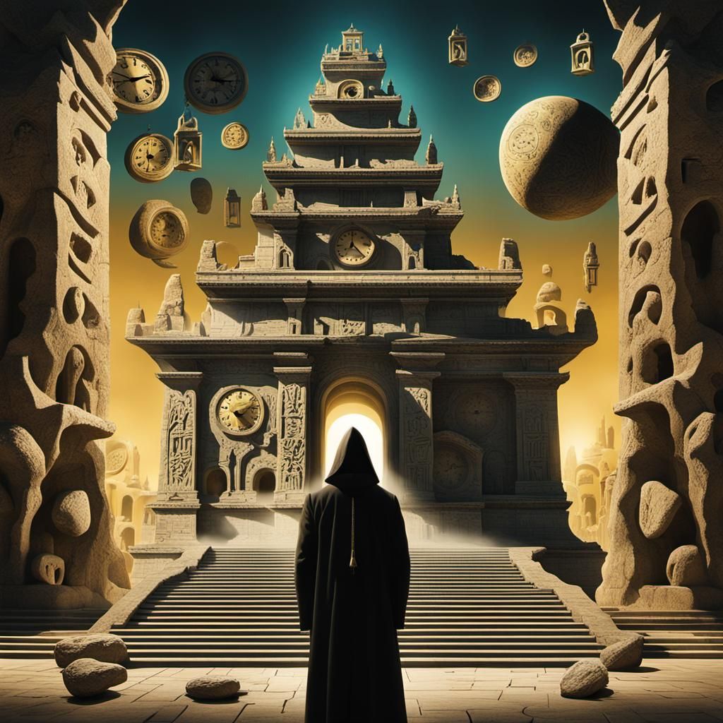 Surrealist Temple Guardian in Style of Salvador Dali